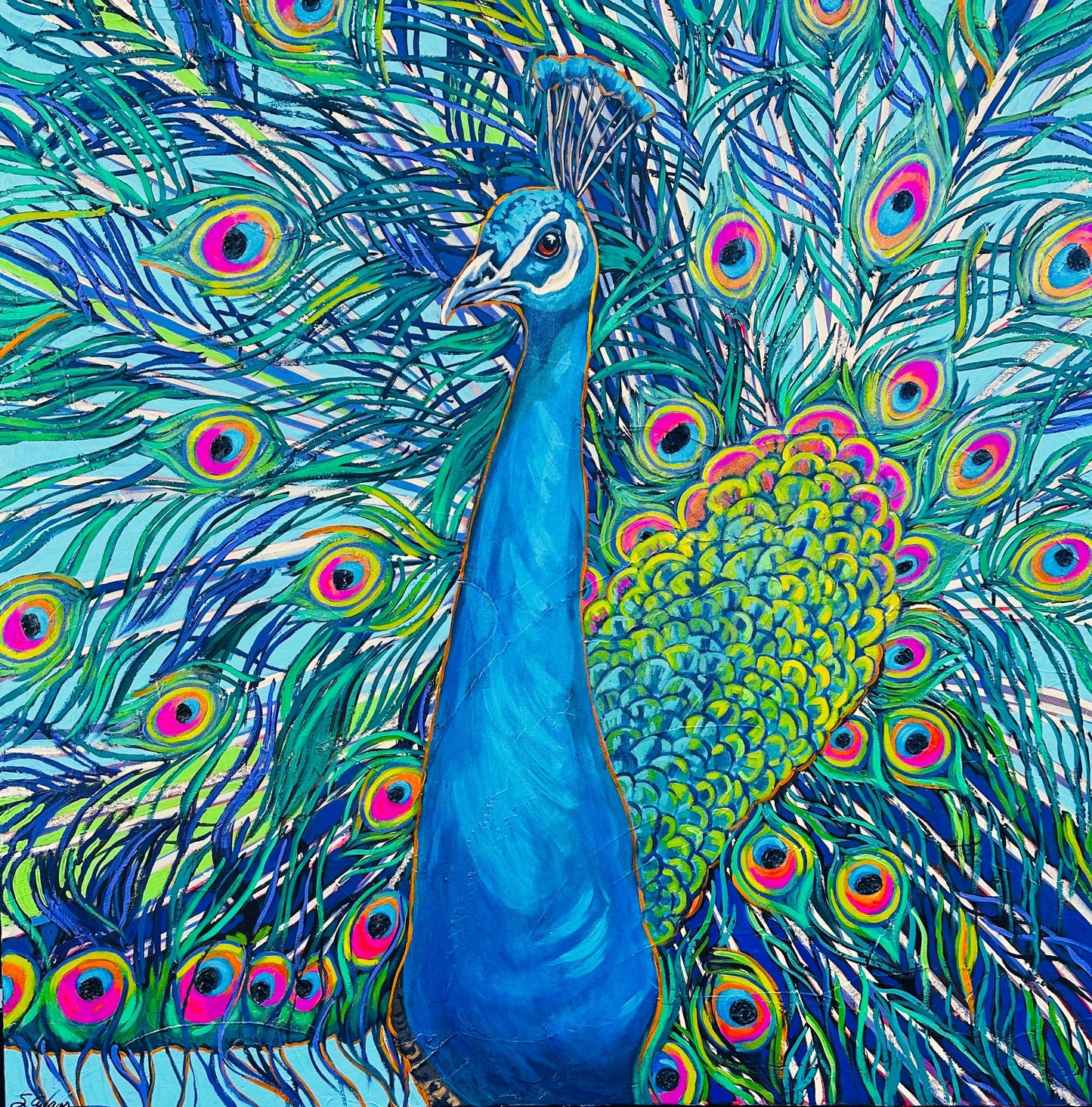 Shimmering Peacock In Blue